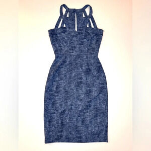 BCBG MAXAZRIA Blue Sleeveless Cut Out Fitted Macie Dress Size- 0